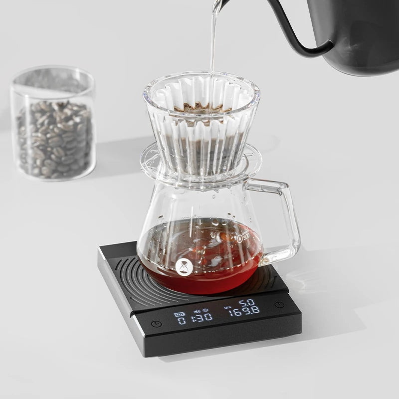 BÁSCULA DE COCINA PARA CAFÉ ESPRESSO CON PANEL DE PESADO Y LUZ - TIMEMORE