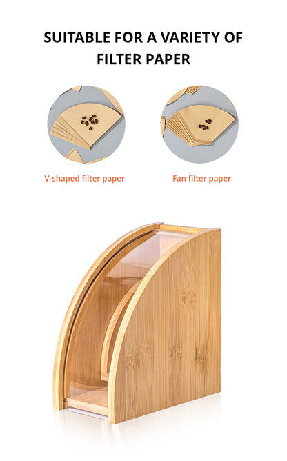 CAJA DE ALMACENAMIENTO DE MADERA A PRUEBA DE POLVO PARA FILTROS DE PAPEL