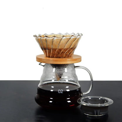 V60 DE VIDRIO CON SOPORTE DE MADERA