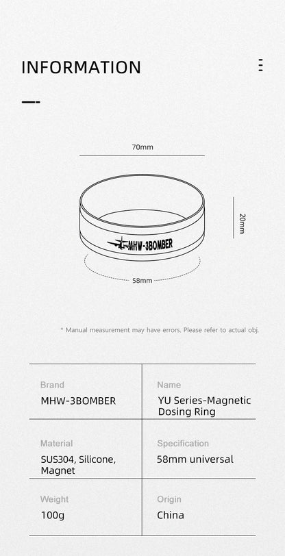 DISTRIBUIDOR WDT PARA CAFÉ ESPRESSO, ANILLO DOSIFICADOR Y SOPORTE DE FILTRO PORTÁTIL - 58MM - MHW-3BOMBER