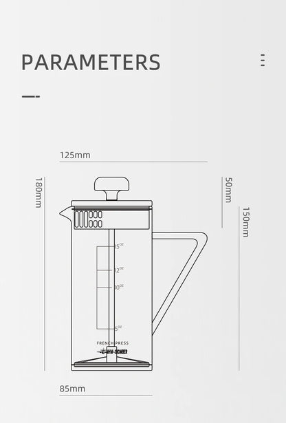 JUEGO DE PRENSA FRANCESA CON 2 TAZAS RESISTENTES - 450ML