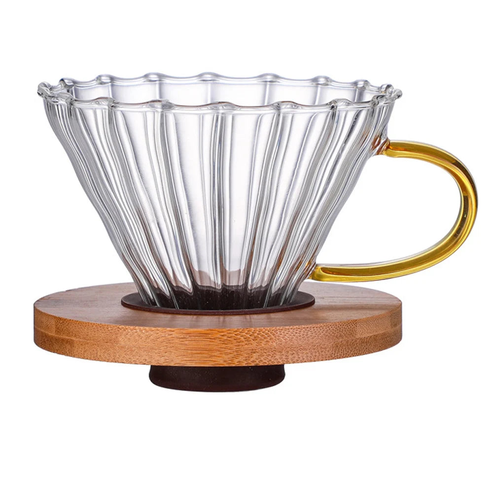 V60 DE VIDRIO CON SOPORTE DE MADERA