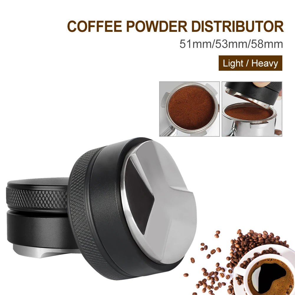 DISTRIBUIDOR DE CAFÉ ESPRESSO DE ACERO INOXIDABLE, 51MM/53MM/58MM, CON 3 PENDIENTES EN ÁNGULO