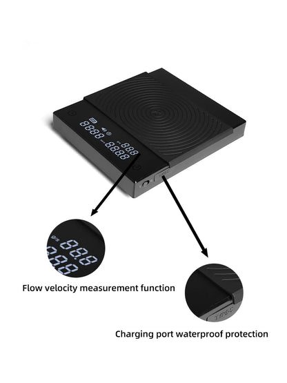 BÁSCULA DIGITAL DE COCINA PARA CAFÉ, MODELO BLACK MIRROR BASIC 2 + PLUS, CON USB. - TIMEMORE