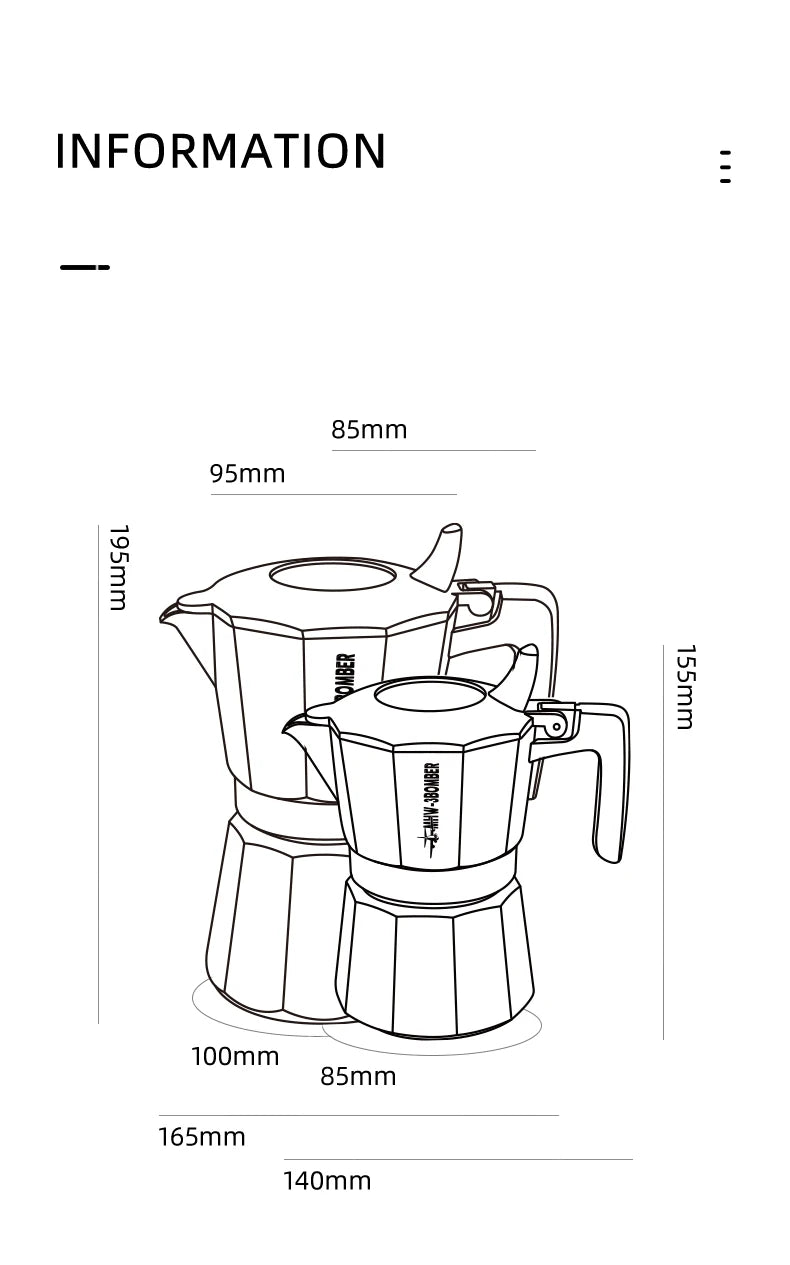 CAFETERA MOKA ITALIANO EXPRESSO DE DOBLE VÁLVULA - MHW-3BOMBER