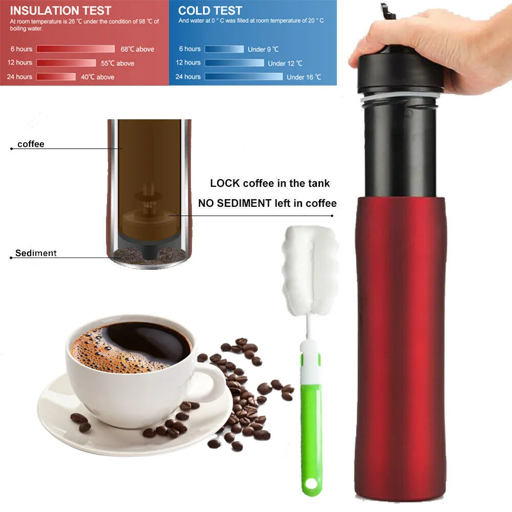 PRENSA FRANCESA PORTÁTIL PARA CAFÉ - TAZA DE VACÍO DOBLE PARED - 350ML - ICafilas