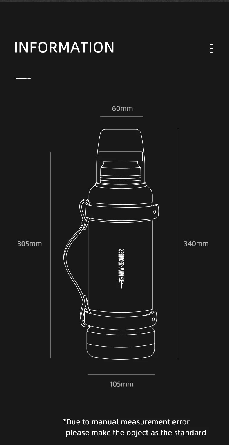 TERMO DE CAMPING 1,2 L EN ACERO INOXIDABLE CON AISLAMIENTO AL VACÍO – MANTIENE EL CALOR HASTA 24 HORAS.