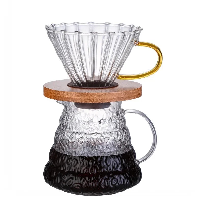 V60 DE VIDRIO CON SOPORTE DE MADERA