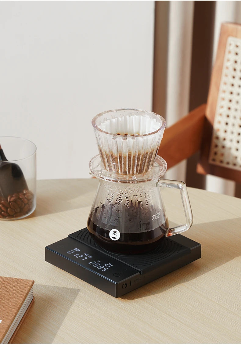 BÁSCULA DIGITAL DE COCINA PARA CAFÉ, MODELO BLACK MIRROR BASIC 2 + PLUS, CON USB. - TIMEMORE