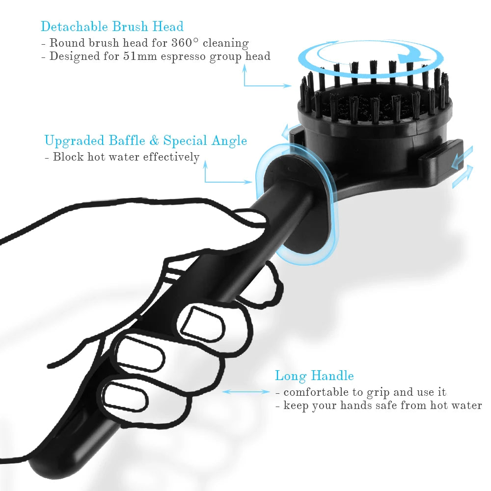 CEPILLO DE LIMPIEZA PARA MÁQUINA DE CAFÉ ESPRESSO, CABEZAL DE GRUPO Y MOLINILLO - 51/58MM.
