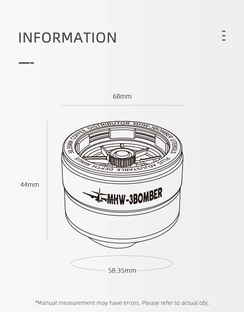 DISTRIBUIDOR DE CAFÉ AJUSTABLE PARA PORTAFILTRO DE - 58 MM - MHW-3BOMBER