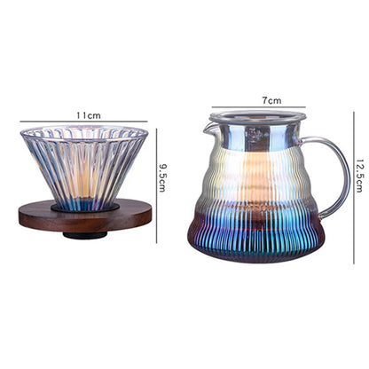 JUEGO DE CAFÉ DE VIDRIO V02 - CON SOPORTE DE MADERA - RESISTENTE AL CALOR - 600ML - MÉTODO FILTRADO V60