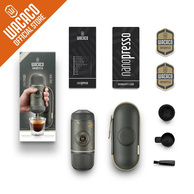 NANOPRESSO DARK SOULS, MÁQUINA DE ESPRESSO PORTÁTIL CON FUNDA PROTECTORA, VERSIÓN MEJORADA DE MINIPRESSO - WACACO