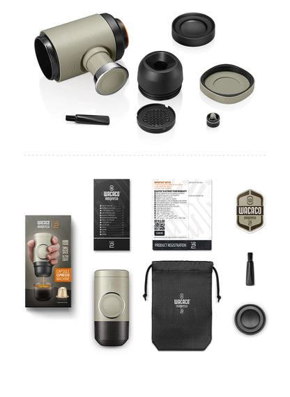 MINIPRESSO NS2, CAFETERA PORTÁTIL MANUAL, COMPATIBLE CON CÁPSULAS NS - WACACO