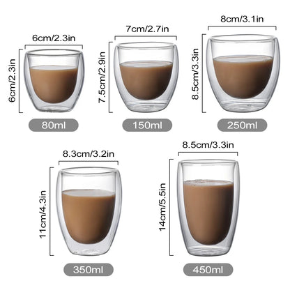 TAZA DE VIDRIO DE DOBLE PARED PARA CAFÉ