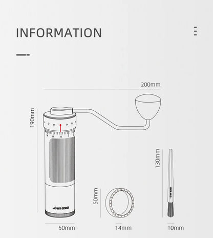 MOLINO DE CAFÉ MANUAL CON AJUSTE EXTERNO NUMÉRICO Y REBABA DE ACERO INOXIDABLE - MHW 3BOMBER