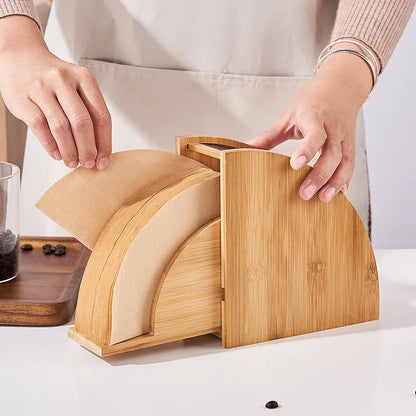 CAJA DE ALMACENAMIENTO DE MADERA A PRUEBA DE POLVO PARA FILTROS DE PAPEL