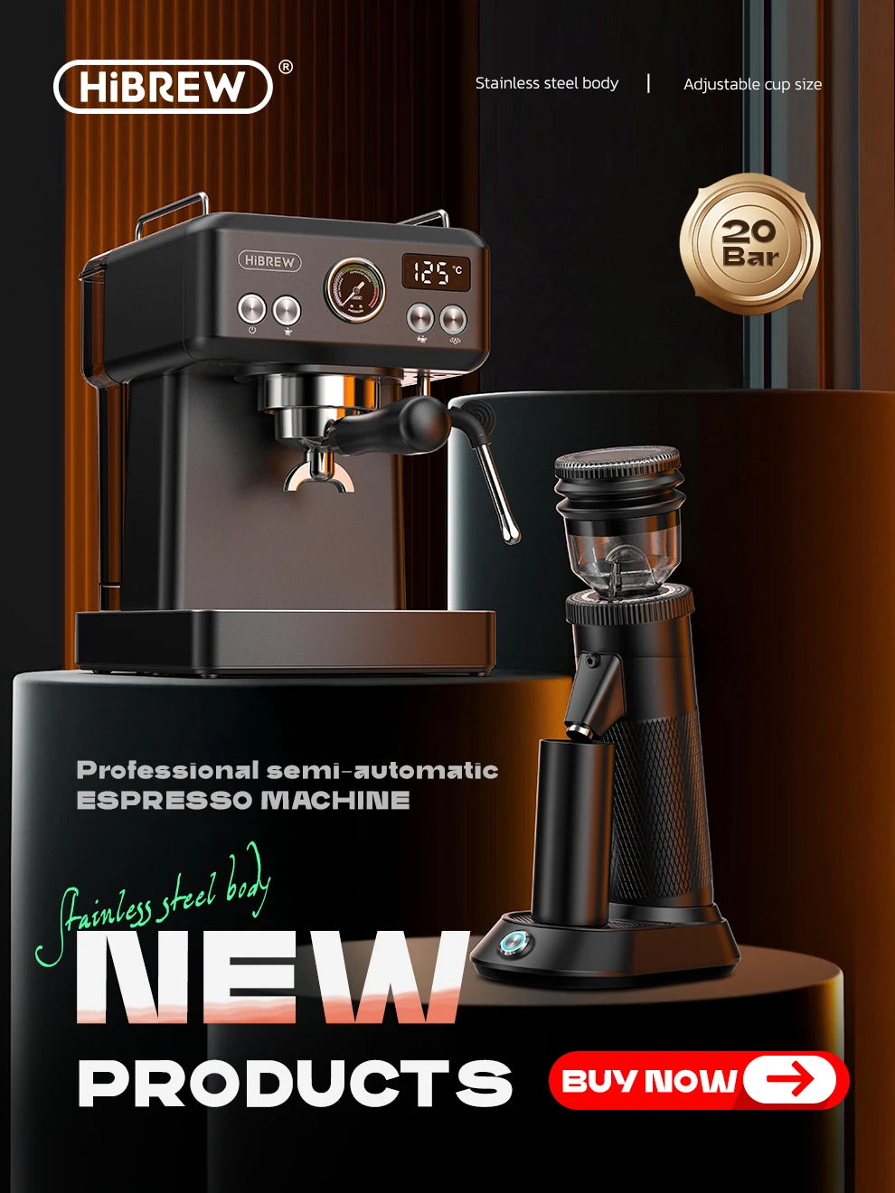 MOLINO DE CAFÉ ELÉCTRICO G5 DE 48MM - PORTÁTIL COMPACTO CON REBABA CÓNICA - HIBREW