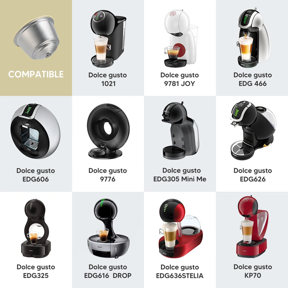 CÁPSULAS DE CAFÉ REUTILIZABLES DOLCE GUSTO, PLÁSTICO Y ACERO INOXIDABLE, RELLENABLES PARA MÁQUINAS NESCAFÉ.