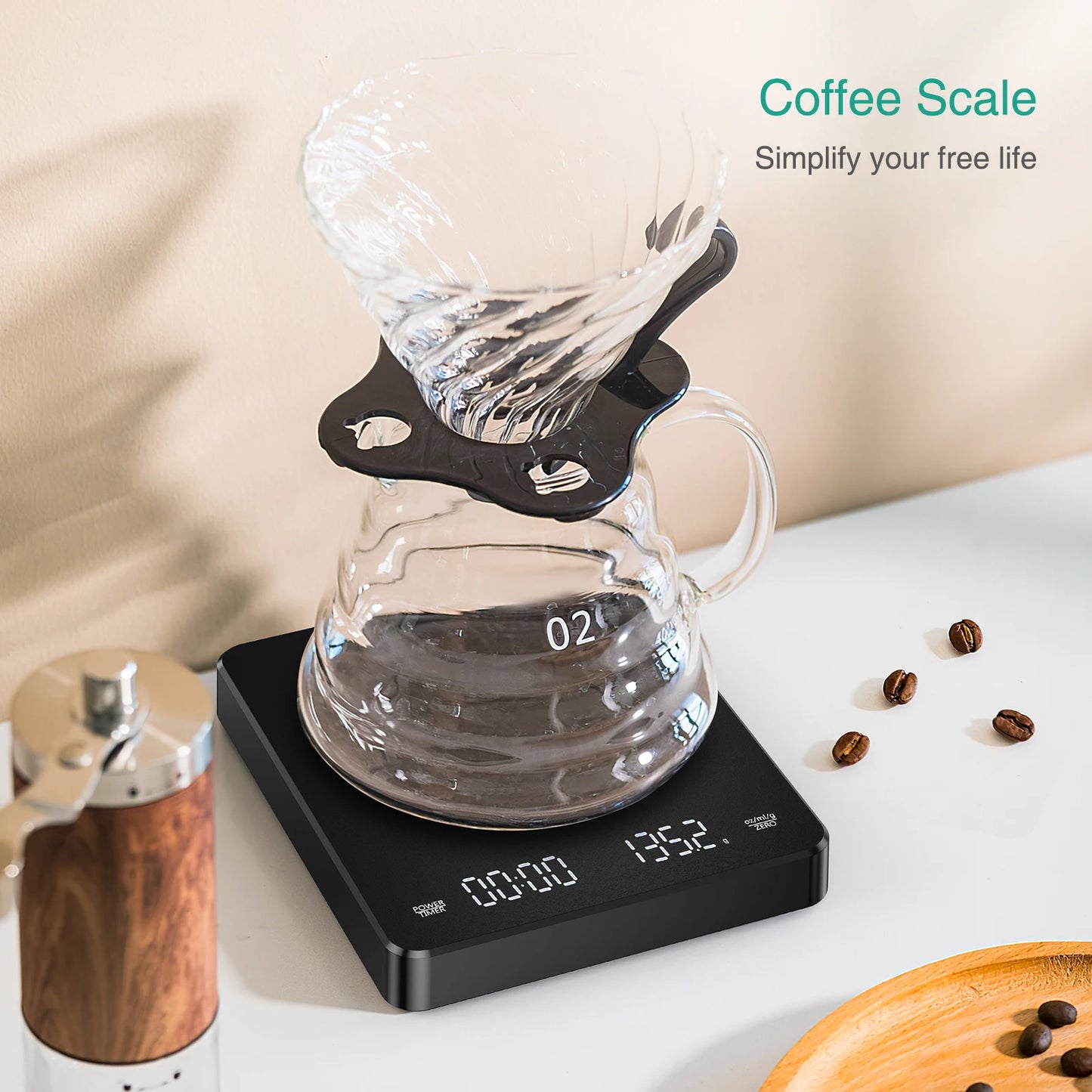 BÁSCULA DIGITAL PARA CAFÉ CON TEMPORIZADOR Y ALTA PRECISIÓN - 3kg/0,1g