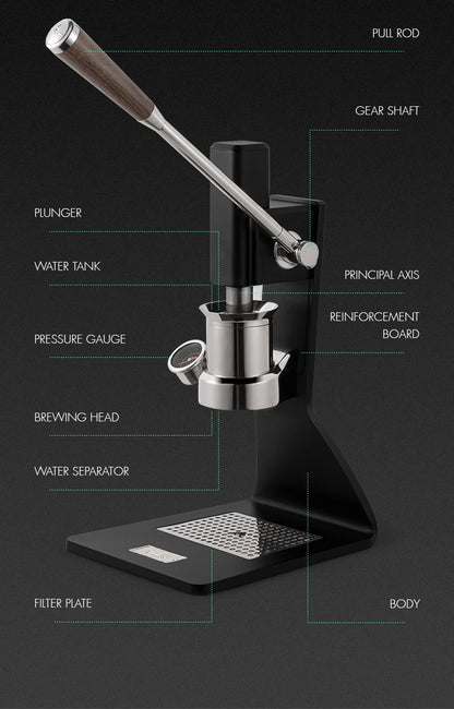 MÁQUINA DE ESPRESSO PROFESIONAL MANUAL CON PALANCA - PRESIÓN VARIABLE DE 58MM - PORTÁTIL - MHW-3BOMBER