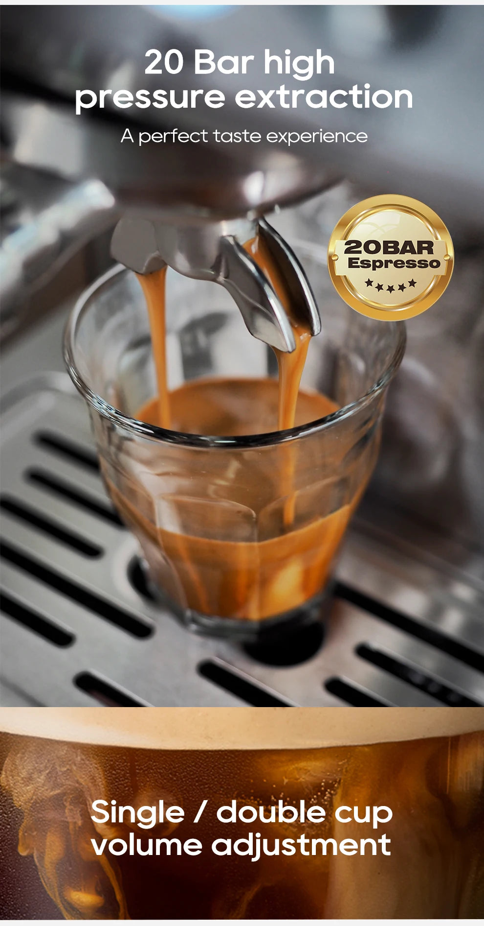 CAFETERA ESPRESSO SEMIAUTOMÁTICA - CaseH10A 20 BAR - HiBREW