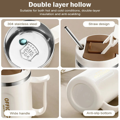 TAZA DE ACERO INOXIDABLE CON DOBLE PARED Y TAPA DE SELLADO - Leeseph