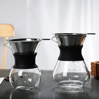 CAFETERA DE VIDRIO CON FILTRO DE ACERO INOXIDABLE - MÉTODO CHEMEX