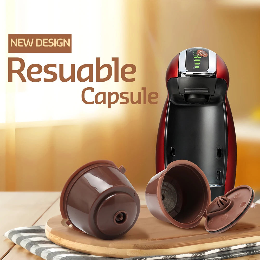 CÁPSULAS DE CAFÉ REUTILIZABLES DOLCE GUSTO, PLÁSTICO Y ACERO INOXIDABLE, RELLENABLES PARA MÁQUINAS NESCAFÉ.